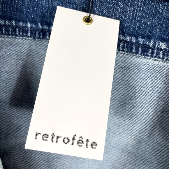 Retrofete Zelda Wrap‎ Dress Sienna Blue Denim V-Neck Puff Sleeve Sz S - Picture 9 of 11